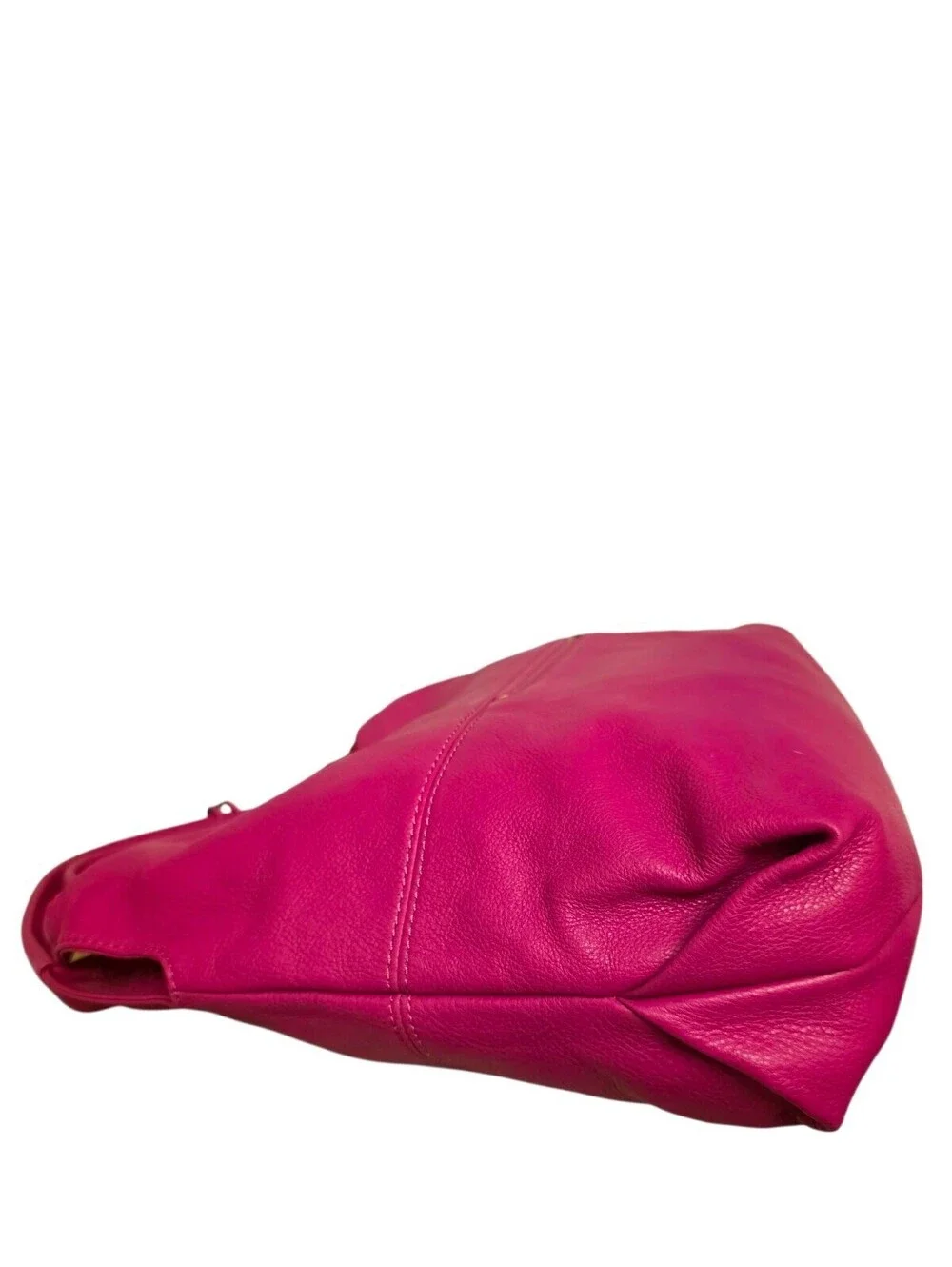 Michael Kors Hot Pink Fuchsia Leather Hobo Shoulder Bag Gold Hardware Large